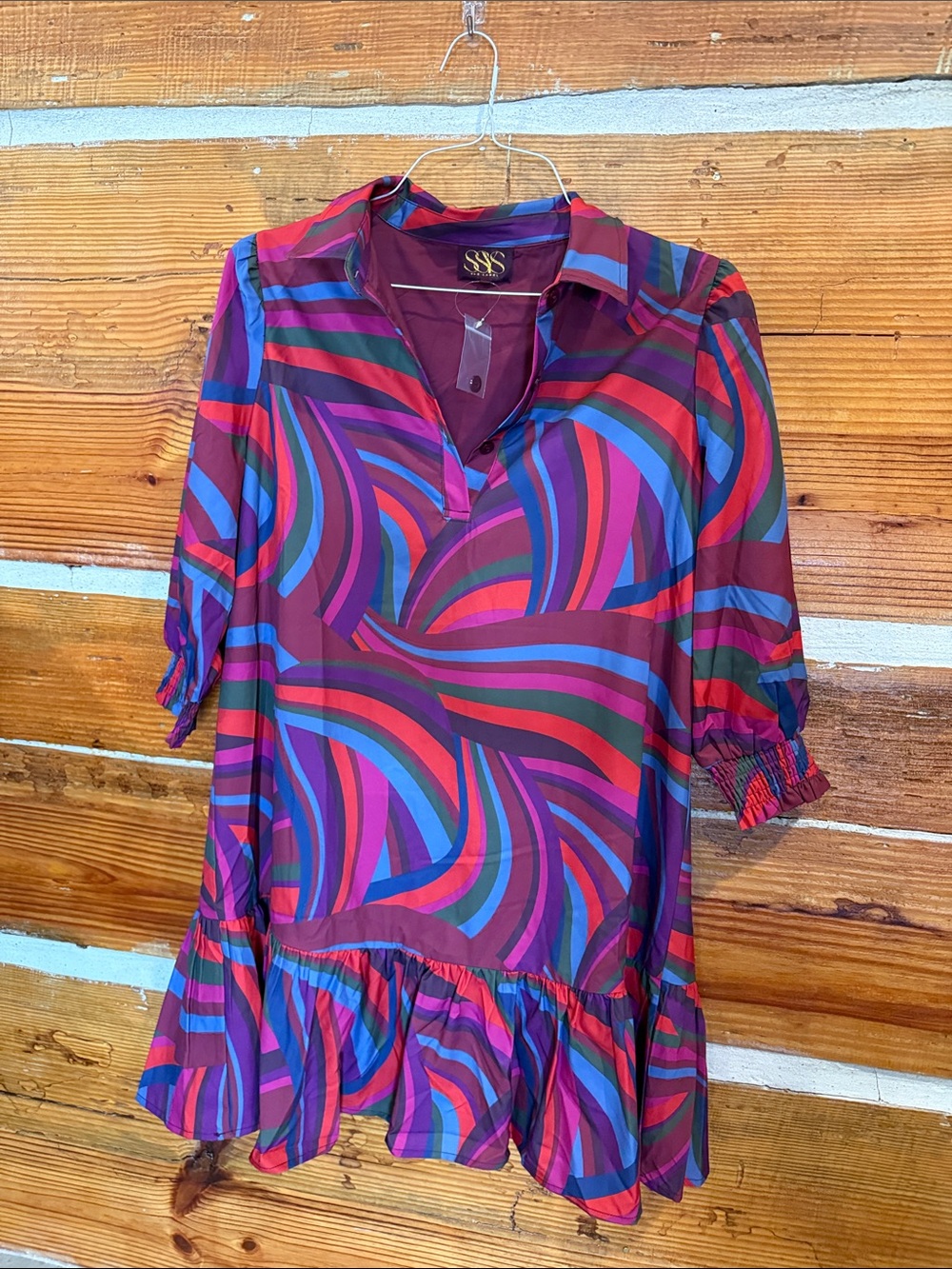 SSS Multicolor Swirl Mini Dress in Berry